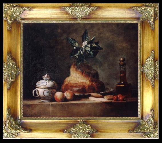 framed  Jean Baptiste Simeon Chardin Style life with Brioche, Ta039